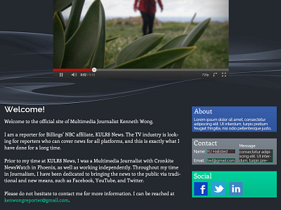 Kenneth Wong Concept 1 concept dark flat design form home reporter responsive social tiles video web design youtube