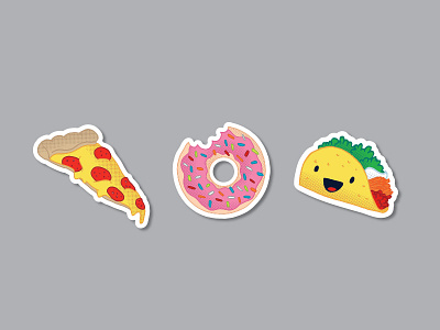 Sticker Trio donut pizza taco vector