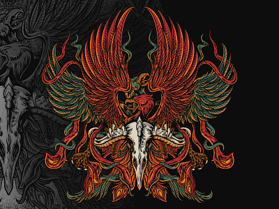 Phoenix Cross Eagle art artworks band merch brand design branding charachter clothing design dark art design eagle logo graphic art graphic artist graphic design hello dribbble illustration illustrator merch design merchandise design phoenix tshirt design