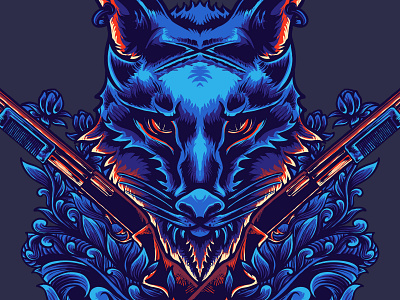 Wolf Head Hunter animals animation artworks blue branding customdesign design graphic design grass head hunter illustration leaf logo sho shotgun tee tshirt ui wolf