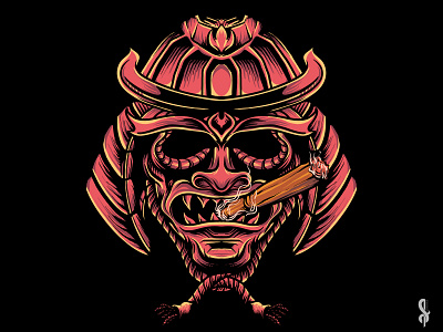 Samurai's Smoke artworks design graphic art graphic design hello dribbble illustration illustrator japan japanese logo merchandise merchandise design samurai tshirtdesign ui vector