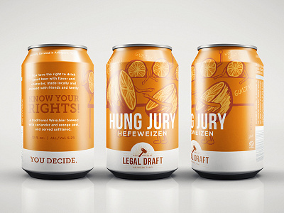 Hung Jury Hefeweizen beer can design illustration packaging