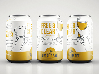 Free & Clear Gluten Free Lager beer design illustration packaging