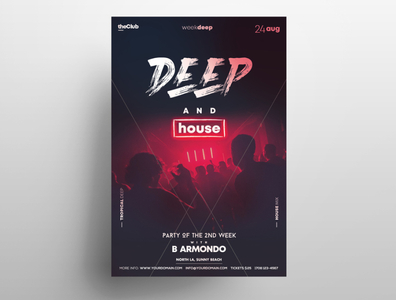 Deep House Party PSD Free Flyer Template by Pixelsdesign.net on Dribbble