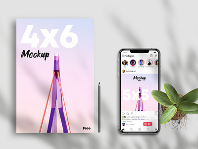 Free Flyer 4×6 w/ Instagram Post Mockup