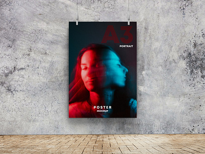 Free Poster on Wall Mockup (PSD)