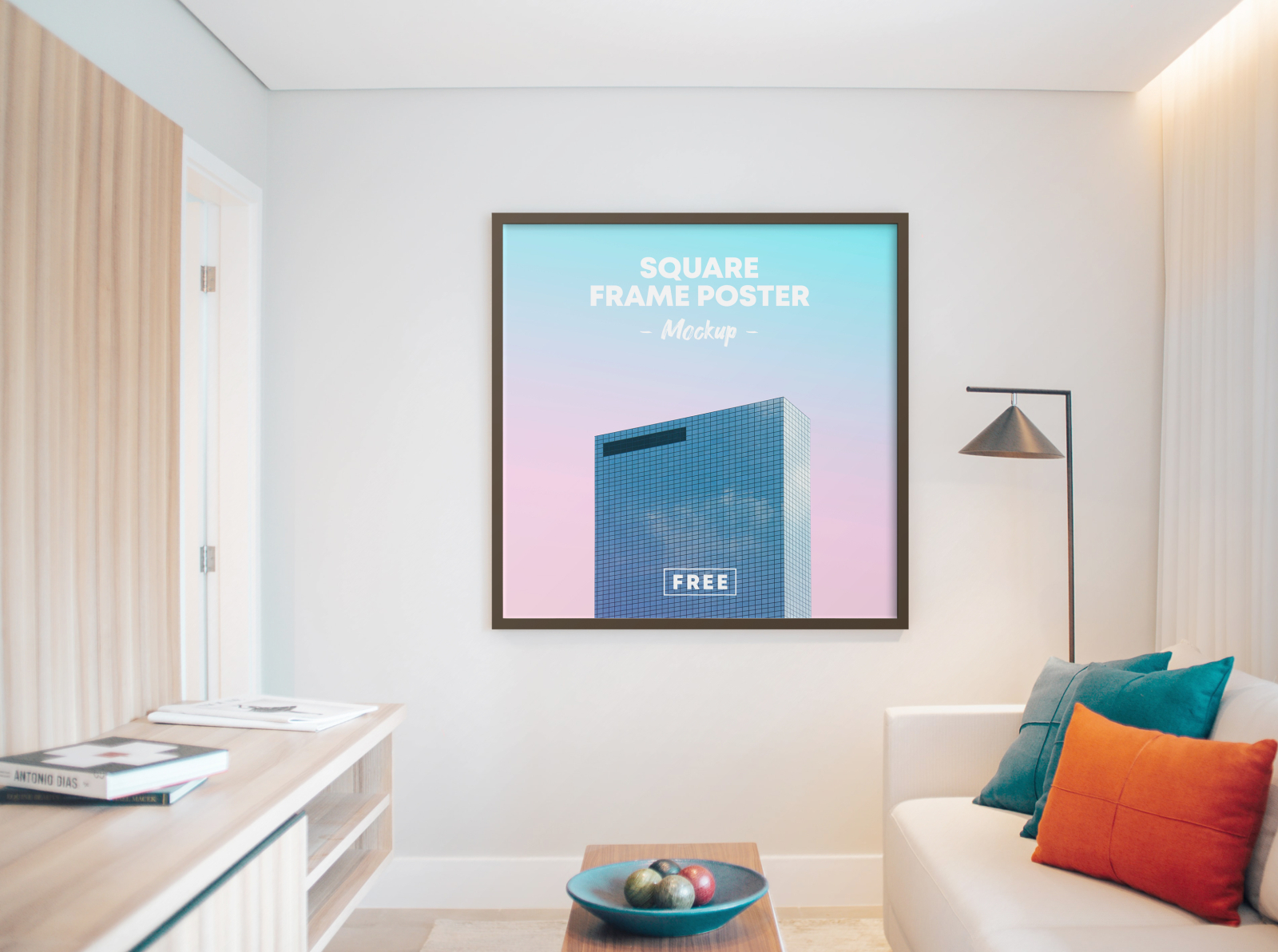 Download Square Poster Frame On Room Free Mockup By Pixelsdesign Net On Dribbble