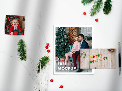 Christmas Papers & Cards Kit Free Mockup