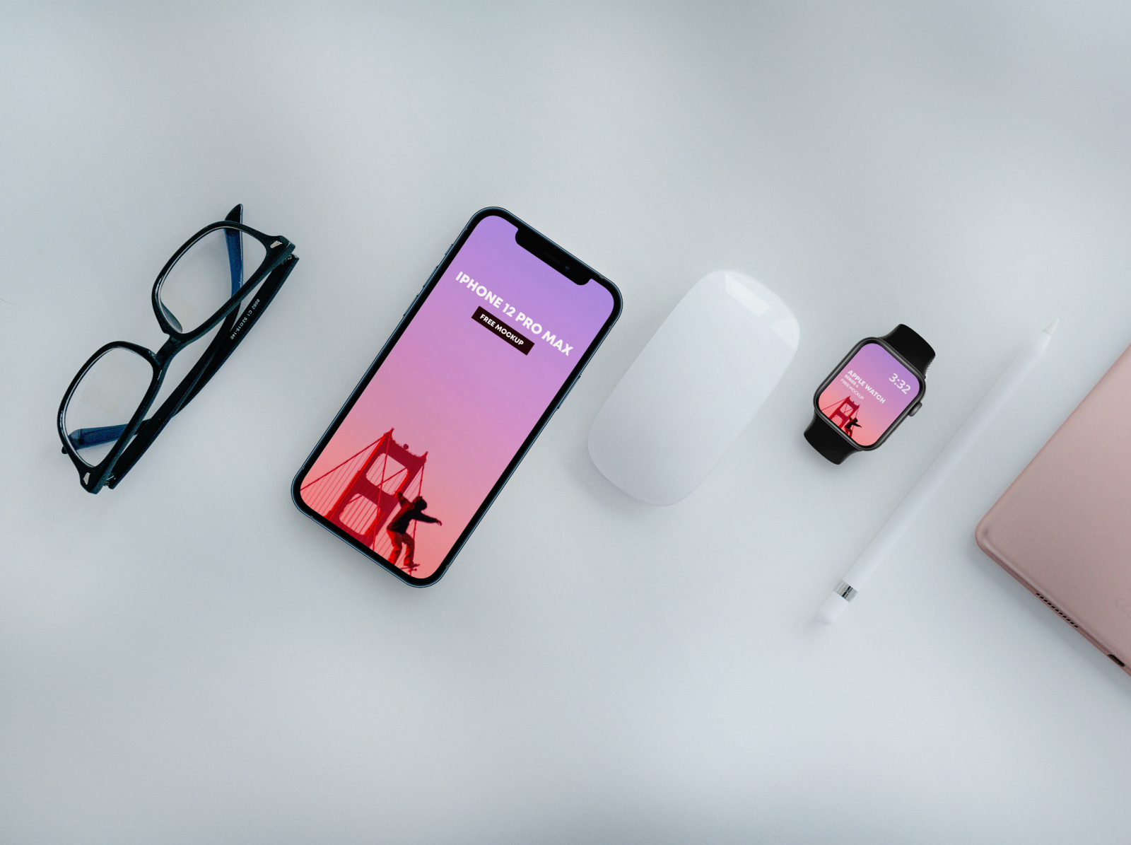 iPhone 12 PRO Max \u0026 Apple Watch Free Mockup by Pixelsdesign.net on Dribbble