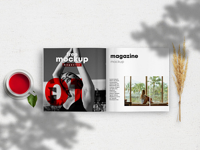 Opened Square Magazine Free Mockup