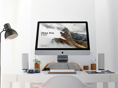 iMac Pro in Desk Free Mockup desk free mockup imac mockups imac pro mockup mockup design scene