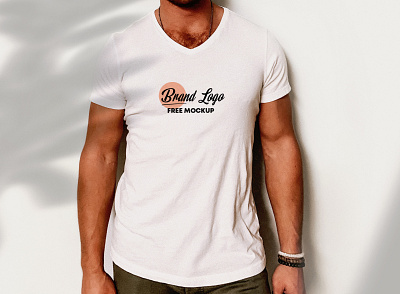 Logo on V Neck T-Shirt Free Mockup free mockup free mockups free psd mockup free t shirt mockups mockup psd tshirt mockup