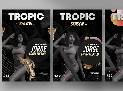 Elegant Tropical PSD Flyer Template black and gold black flyer flyer gold flyer luxury poster poster design posters print psd psdflyer summer flyer