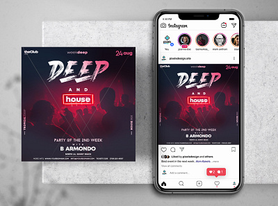 Deep and House Free Instagram Banner Template banner club design event flyer flyer design free banner template free psd free templates instagram party