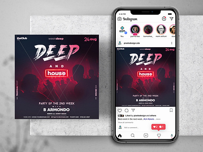 Deep and House Free Instagram Banner Template banner club design event flyer flyer design free banner template free psd free templates instagram party