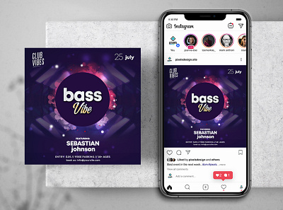 Music Party Ad Free Instagram Banner Template banner design dj flyers flyer free banner free flyer free psd instagram post poster template