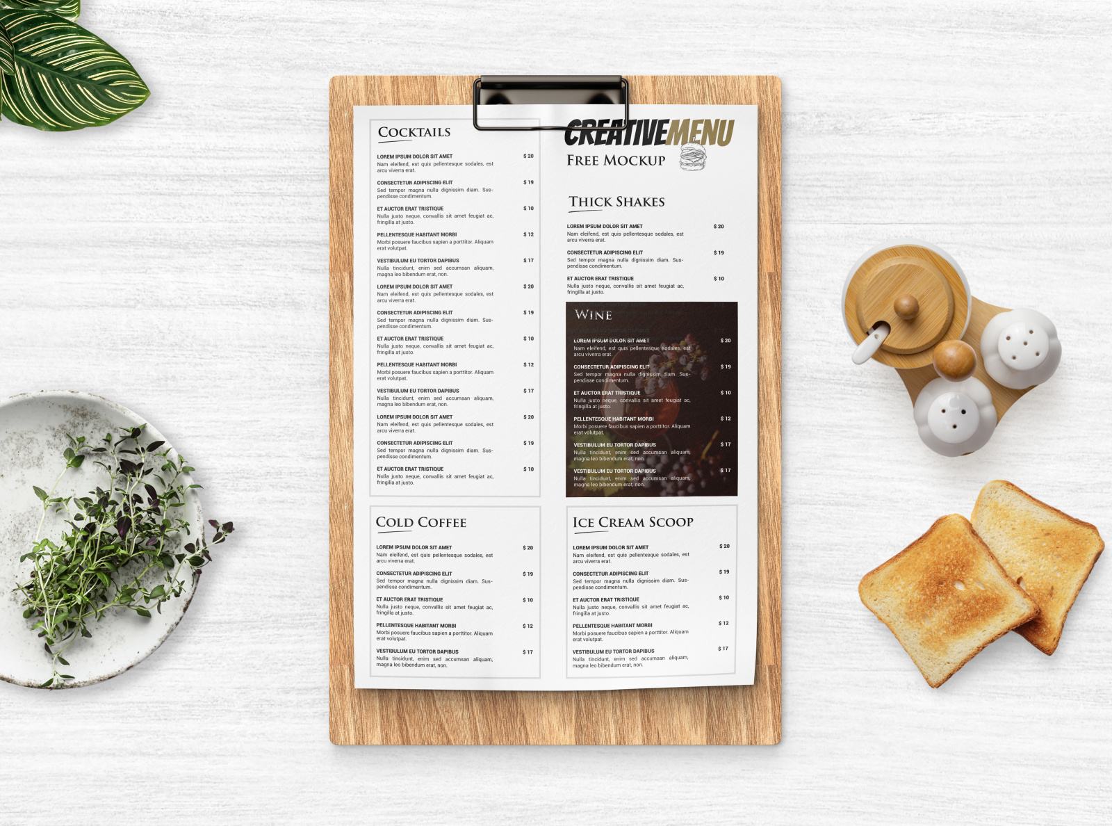 Restaurant Menu Clipboard Free Mockup by on Dribbble