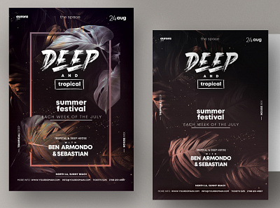 Deep & Tropical PSD Flyer Templates design flyer flyers poster poster template psd tropical party flyer