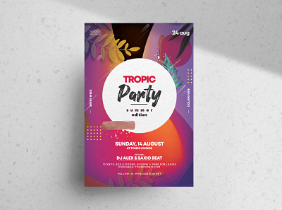 Tropical Vibe Event Free PSD Flyer Template club flyer dj flyer events flyer freebie party poster poster design psd flyer summer flyer