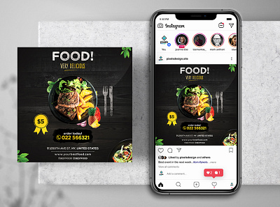 Restaurant Food Ad Instagram PSD Templates design fast food ads food instagram psd restaurant flyer social media post template