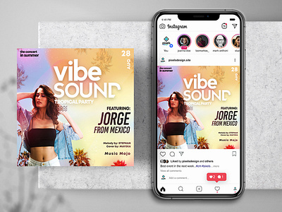 Tropical Light Party Instagram PSD Template