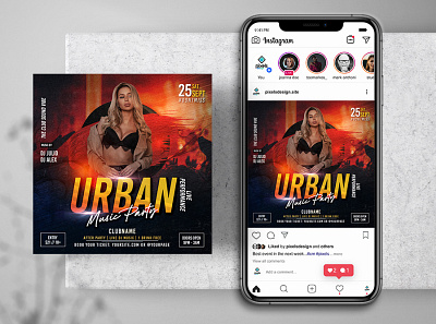 Urban Music Party Instagram PSD Templates banner design flyer instagram party psdtemplate