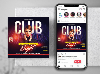 Weekend Party Night Instagram PSD Templates club flyer event flyer instagram party post template