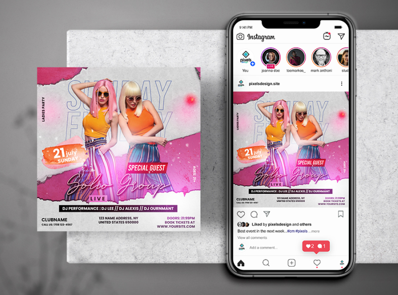 Sunday Girls Party Instagram PSD Templates by Pixelsdesign.net on Dribbble