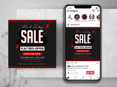 Elegant Black Friday Instagram PSD Templates banner black friday instagram psd template