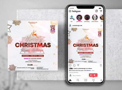 Christmas Holidays Party Instagram PSD Templates christmas flyer instagram post psd flyer template xmas party