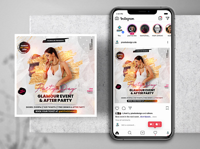 White Glamour Event Instagram PSD Templates ads banner design flyer luxury flyer psd flyer white