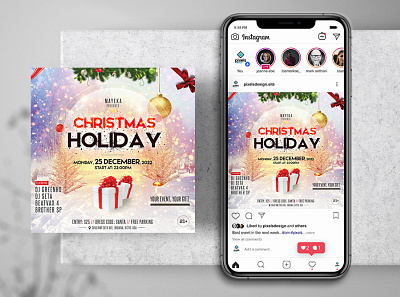 2021 Christmas Holidays Instagram PSD Templates banner christmas christmas flyer christmas party design flyer instagram post merry christmas psd psd flyer xmas