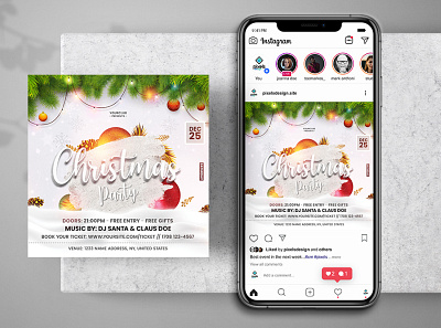 2021 Christmas Eve Instagram PSD Templates banner christmas christmas flyer eve instagram merry christmas psd template xmas