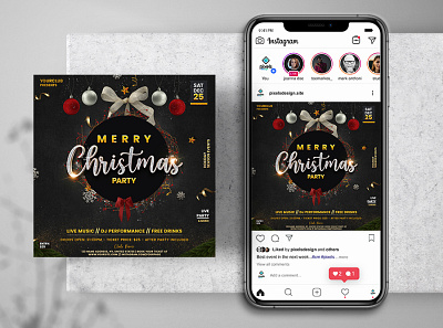 The Christmas Vibe Instagram PSD Templates christmas christmas flyer design flyer instagram merry christmas flyers post psd flyer social media xmas xmas party