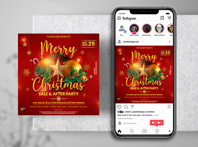 Christmas Sales Event Instagram PSD Templates banner christmas flyer merry christmas sale xmas party