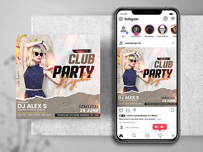 Artist Club Event Instagram PSD Templates banner design club dj djflyers event flyer instagram instagram post party psdflyer