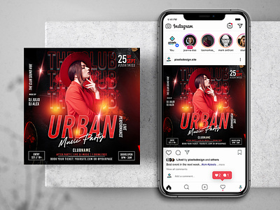 Urban Music Night Free Instagram PSD Banner banner club design dj flyer events flyer free psd free psd flyer instagram post psd template