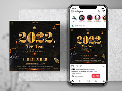 2022 New Year Celebration Instagram PSD Templates