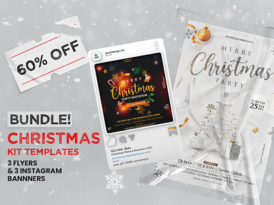 2021 Christmas Kit PSD Templates (Bundle) banner christmas christmas flyer flyer instagram merry christmas psd psd flyer templates xmas flyer