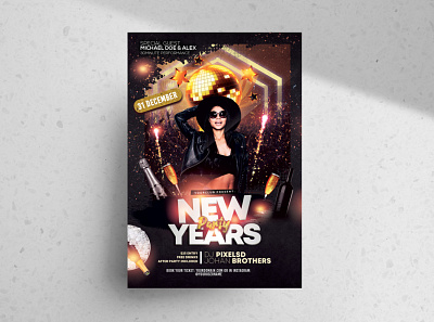 New Years Party Free Flyer Template (PSD) flyer new year new years eve flyers nye eve psd psd flyer