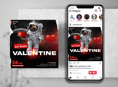 Astro Valentine’s Event Instagram PSD Templates banner flyer instagram post template valentine valentines day