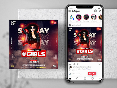 Girls #NightOut Party Instagram PSD Templates