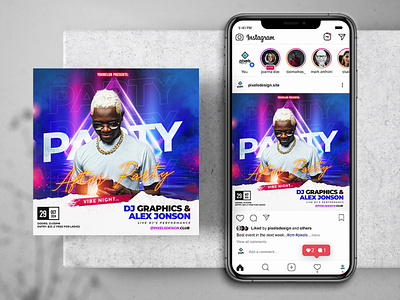 After Party Music Free Instagram PSD Banner banner design flyer free psd freebie poster psd psd flyer