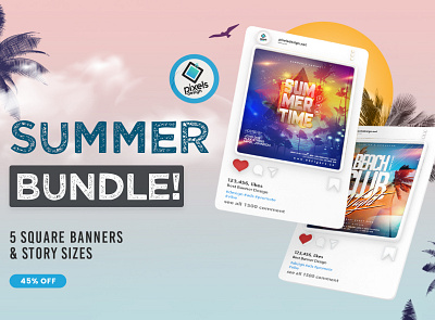 45% OFF | 5 Summer Instagram Banner Templates banner design instagram psd summer banners summer flyer template