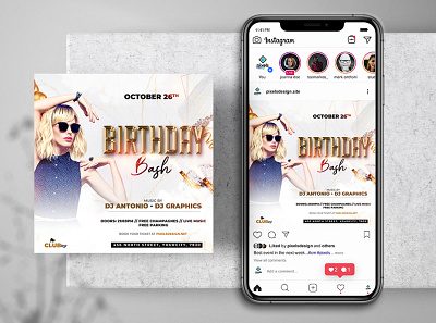Birthday Bash Party Instagram PSD Templates bash birthday birthday flyer design flyer flyer design instagram psd flyer template