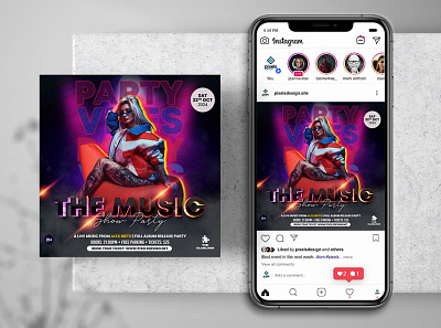 The Music Party Instagram PSD Templates club flyers clubflyer flyer party psd psd flyer