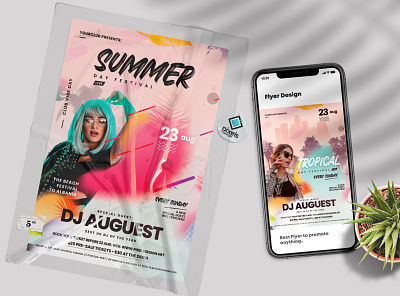 Summer Festival Party Flyer Template (PSD) club events flyer party poster psd psd flyers