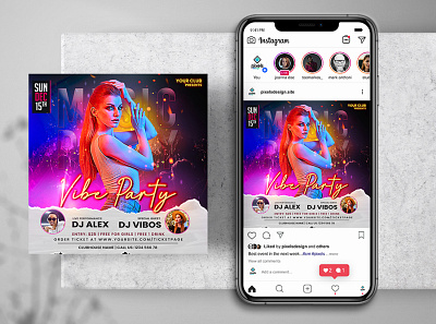 Vibe Music Night Instagram PSD Templates banner club flyer design flyer instagram psd psd flyer