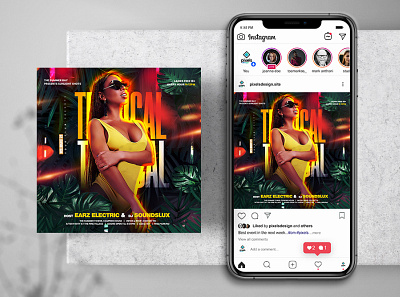 Tropic Night Club Instagram PSD Templates banner flyer instagram psd summerflyer template