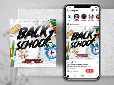 Back 2 School Instagram PSD Templates back 2 school back to school flyer instagram psd template